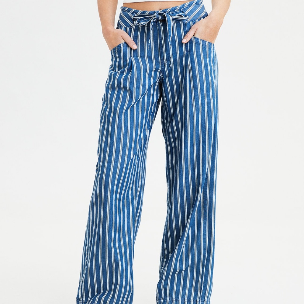 American Eagle High-Waisted Striped Palazzo Pant